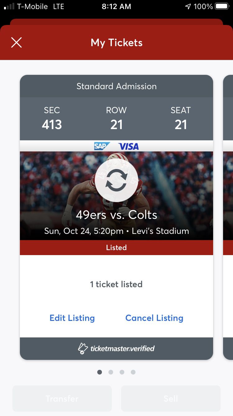 49ers Vs Colts, Food & Beverage Included 4 Seats