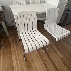 Crate & Barrel White Side Chairs (4)