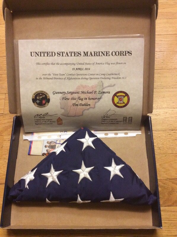 Flag Flown at Camp Leatherneck In Afghanistan on April 19, 2014!