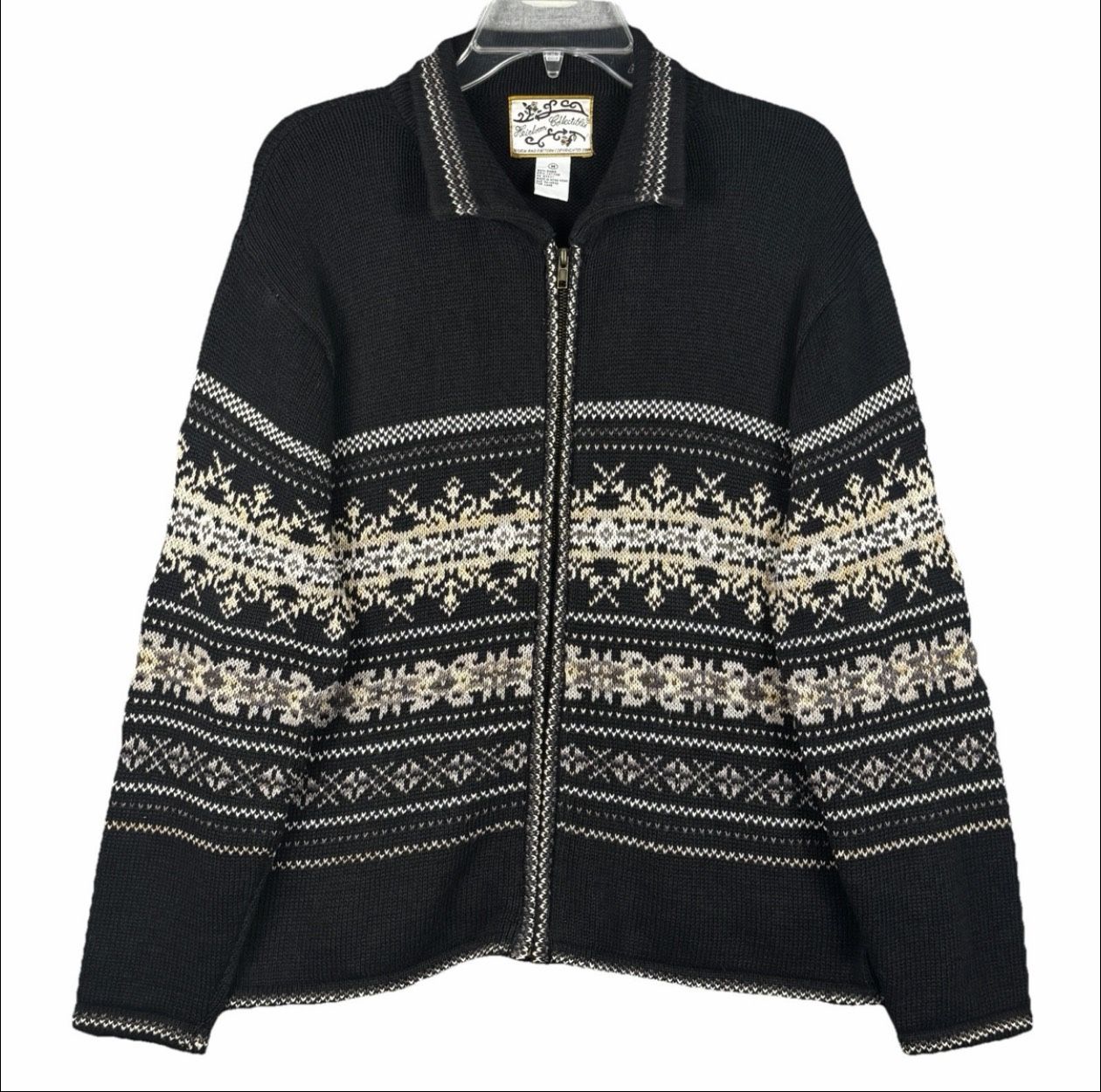 Vintage Heirloom Collectibles Full Zip Sweater Nordic Fair Isle Women's Size M