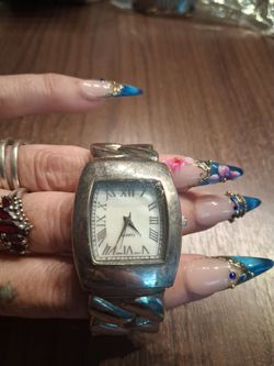 Silver-Tone Quartz Watch Roman Numeral Dial