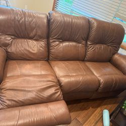 Brown  Leather Reclining Sofa