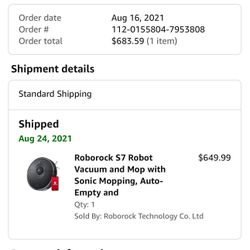 roborock S7 Robot Vacuum and Mop Combo, 2500PA Suction & Sonic Mopping, Robotic Vacuum Cleaner with Multi-Level Mapping, Mop Floors and Vacuum Carpets