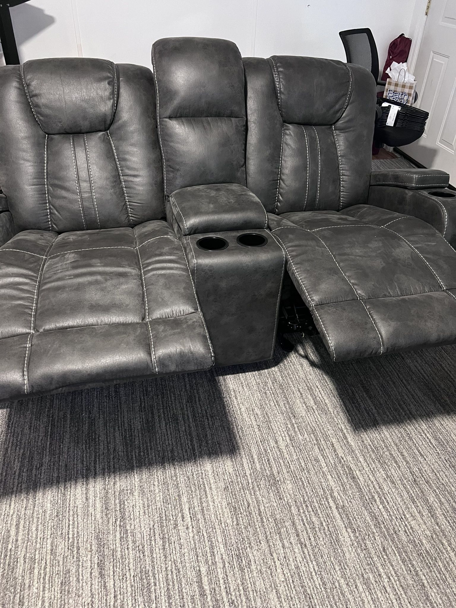 Recliner Sofa for 2 with Center Console