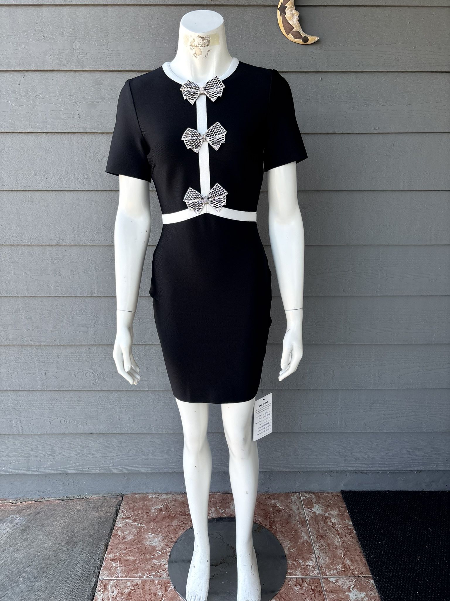 Hera Collection Black and White Bow Mini Dress