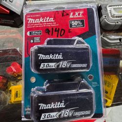 MAKITA 18v Battery’s 3.0 Ah $139