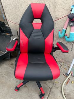Came  scuffed with tiny rips on back RS Gaming RGX Faux Leather High-Back Gaming Office Chair, Black/Red, BIFMA Compliant