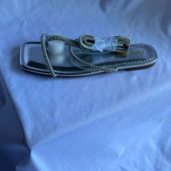 Womens Silver Wrap Tie Sandals SIZE 8.5