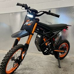 Mini eMoto GT54 Electric E-Dirt Bike, 37MPH, 2400W Motor, Pegs, 16/14 Staggered Tire. Real Dirt Bike Off Road Tires