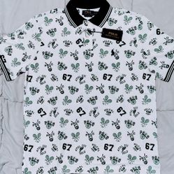 Ralph Lauren Polo Graphic Print Tennis Shirt Size Large Classic Fit NWT