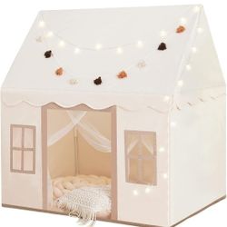 Little Dove Play Tent with Mat, Star Lights, Kids Playtent Indoor, Toddler Play Tent Large Outdoors for Kids Aged 3+, 52" x35" x 52", Toddler Teepee P