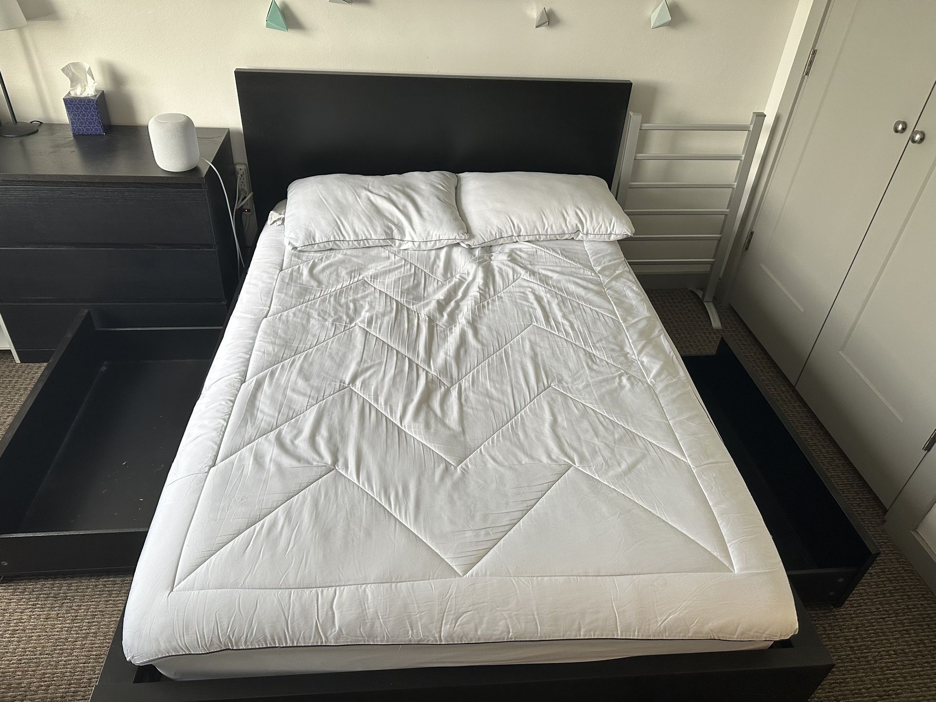 Ikea Malm Full bedframe And Two Storage Drawers