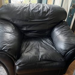 Leather Plush Sofa Chair + Footstool $100 OBO