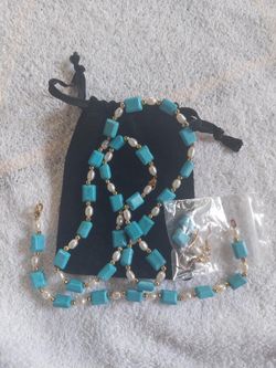 Turquoise Jewelry Set Necklace Earring and Bracelet