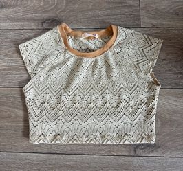 NEW Free People Beach Crochet Rashguard Swim Top L