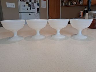 Vintage Hazel Atlas White Platonite Glass Sherbert Dishes