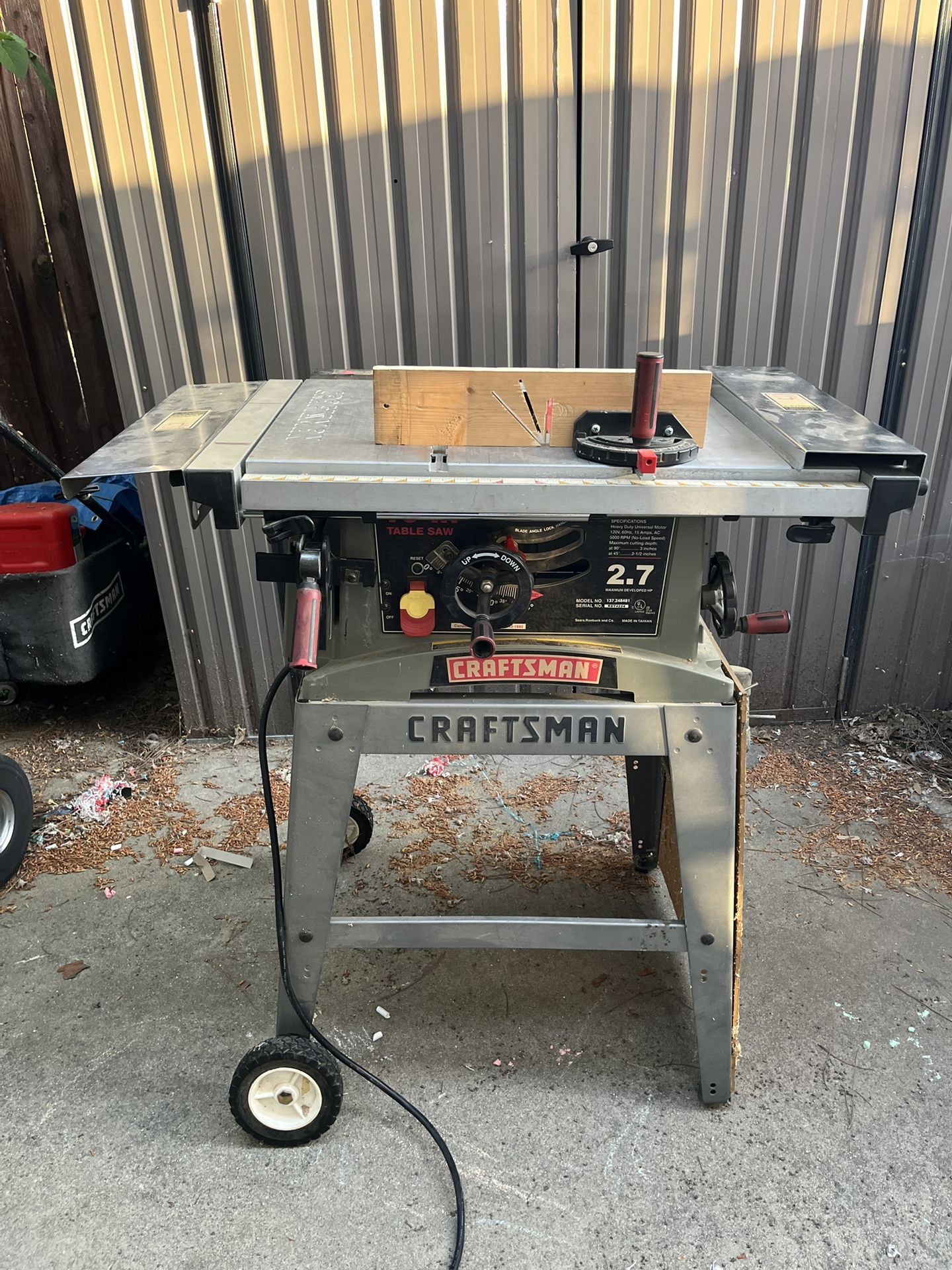 ORIGINAL EXTENSION WING (left side) Craftsman 137 Series Table Saw