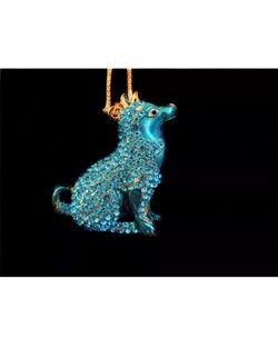 Crystal Blue Dog Necklace