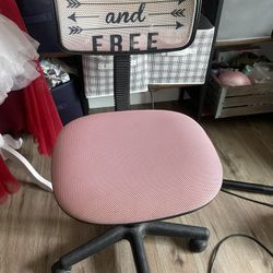 Used Pink And White desk rolling Adjustable Chair 