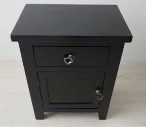 Black Nightstand with Drawer