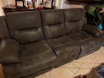 Gray Microfiber Power  Reclining Sofas