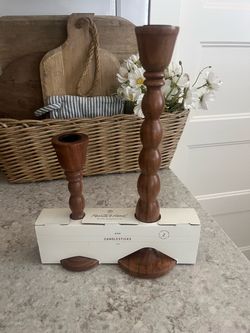 Hearth & Hand with Magnolia Wood Candlesticks Set of 2