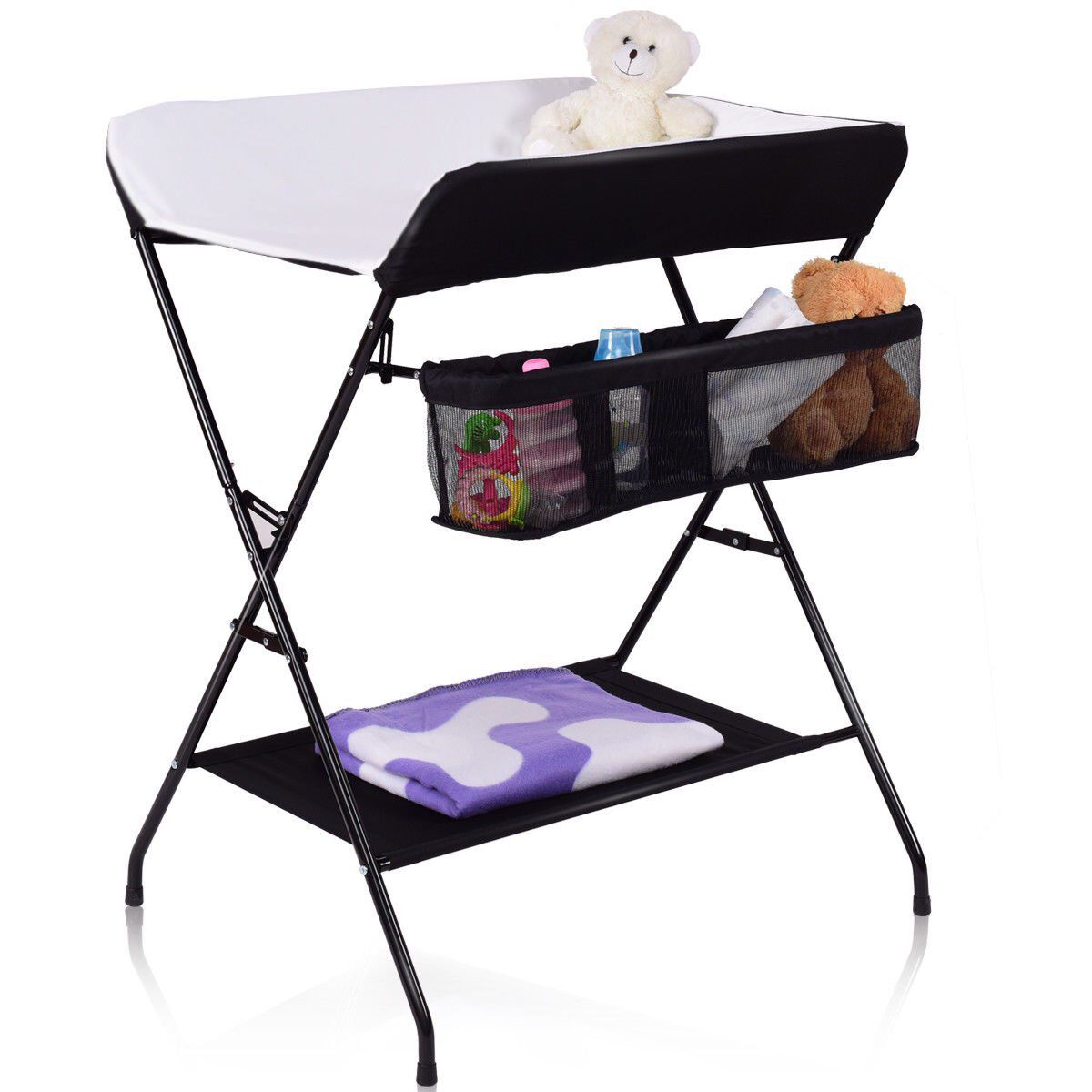 Costway Infant Baby Changing Table Folding Diaper Station Nursery Organizer w/ Storage