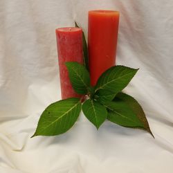 2 Red Pillar candle 
