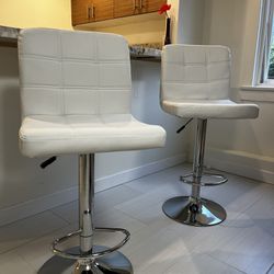 White Leather Bar stools