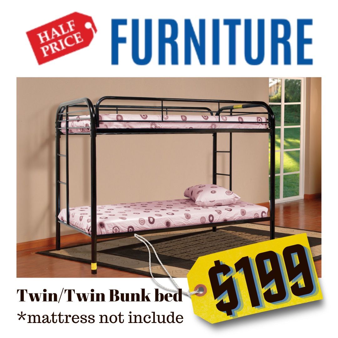 50%Off NEW METAL BUNK BED TWIN OVER TWIN, Same Day Free Delivery 