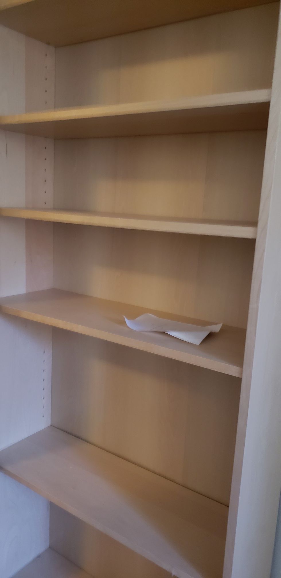 Tall IKEA blonde wood bookshelves