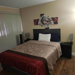 Full size bed frame/w mattress and night stands