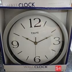 NEW Tzumi 9.4" Wall Clock – Analog Quartz (Grey Frame)