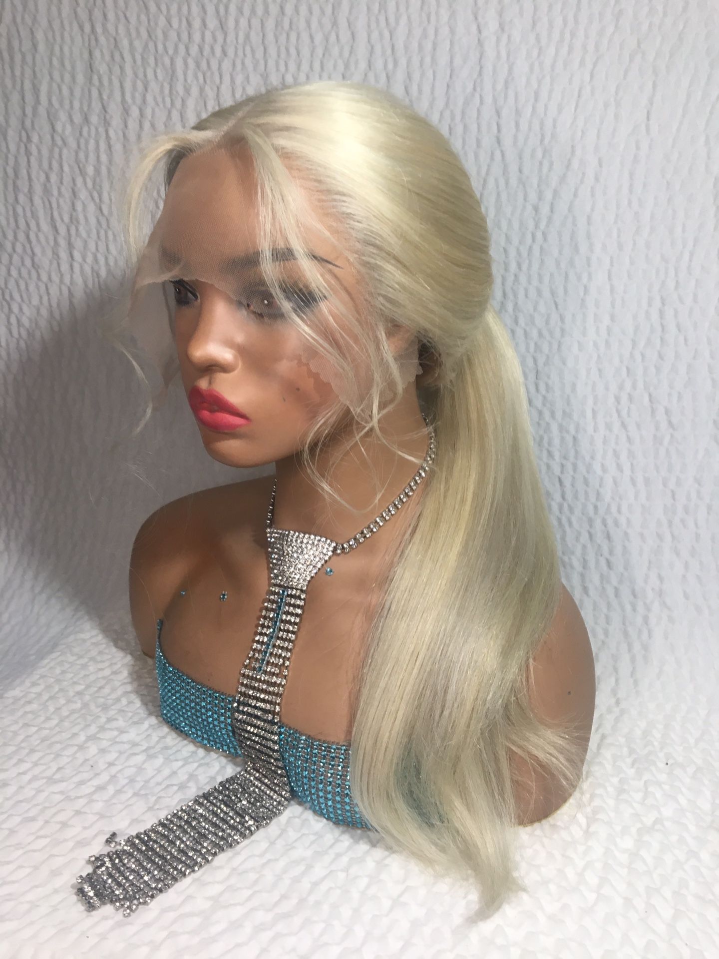Pale Blonde 16, 18, 20, 22, Or 24 In Human Hair Blonde Lace Front Wig