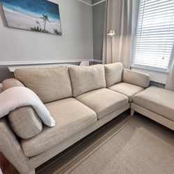 World Market- Oatmeal Woven Noelle Sofa and Ottoman