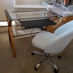 Glass Computer Desk With Chair