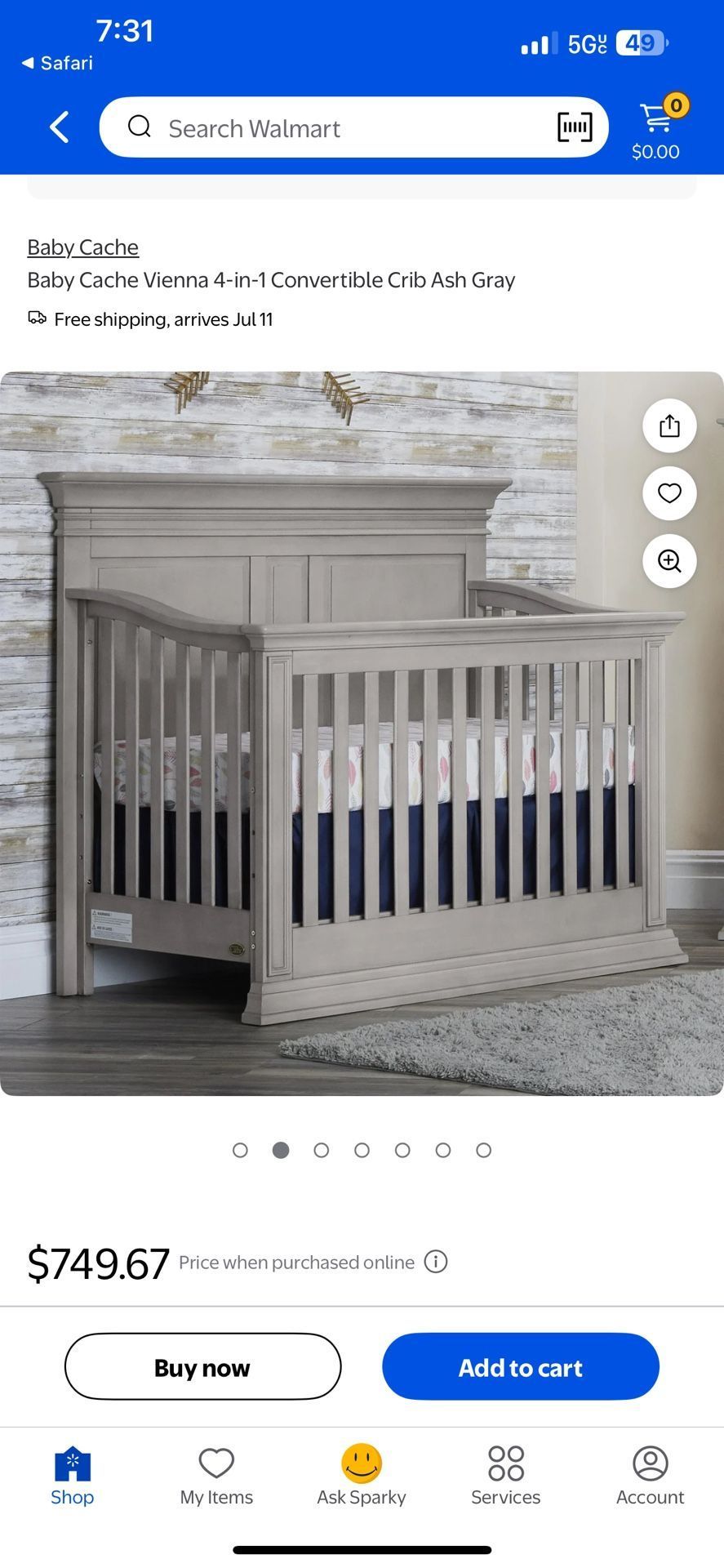 Baby Cache Vienna Convertible Crib Ash Gray