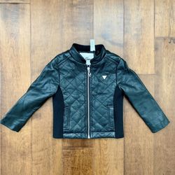 Guess toddler girl size 4T 3T black faux leather jacket