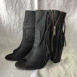 Distressed Open-Toe Booties - Size 7