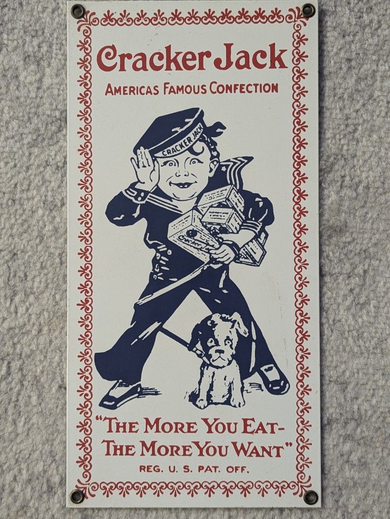 Antique Cracker Jack Metal Sign