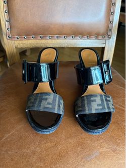 Authentic Fendi Heels black with detail on strap size 39.5 or USA 9