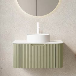 30” Light Green Floating Bathroom Vanity+Sink