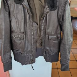 Authentic Navy Leather Flight Jacket