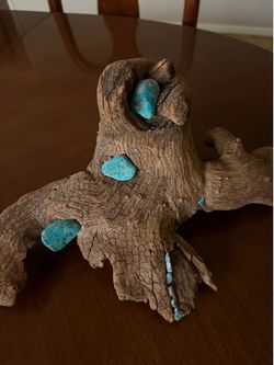 Driftwood with inlaid turquoise