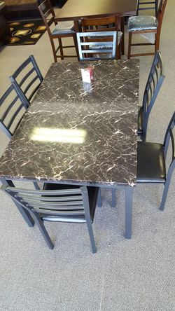 7 piece faux marble table set
