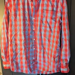 NWT Tommy Hilfiger Boys XL (20) Plaid Button-Down Shirt - Fireside Red/Blue