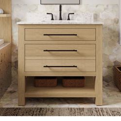 Allen & Roth 36-in Light Oaks Undermount Single Sink Bathroom 