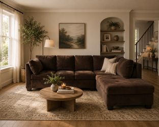 Brown Microfiber Sectional Sofa with Chaise