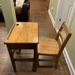 Vintage School Desk With Matching Chair