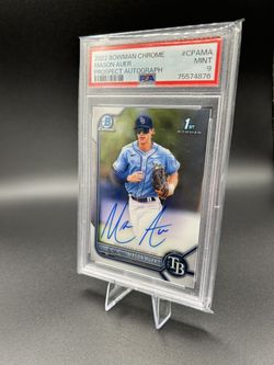 Topps 2022 Bowman Chrome Prospect Autograph Rookie Mason Auer PSA 9 #CPA-MA Rays